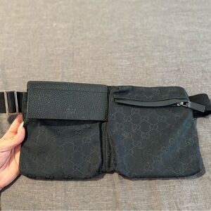 Authentic Gucci vintage black canvas belt bag